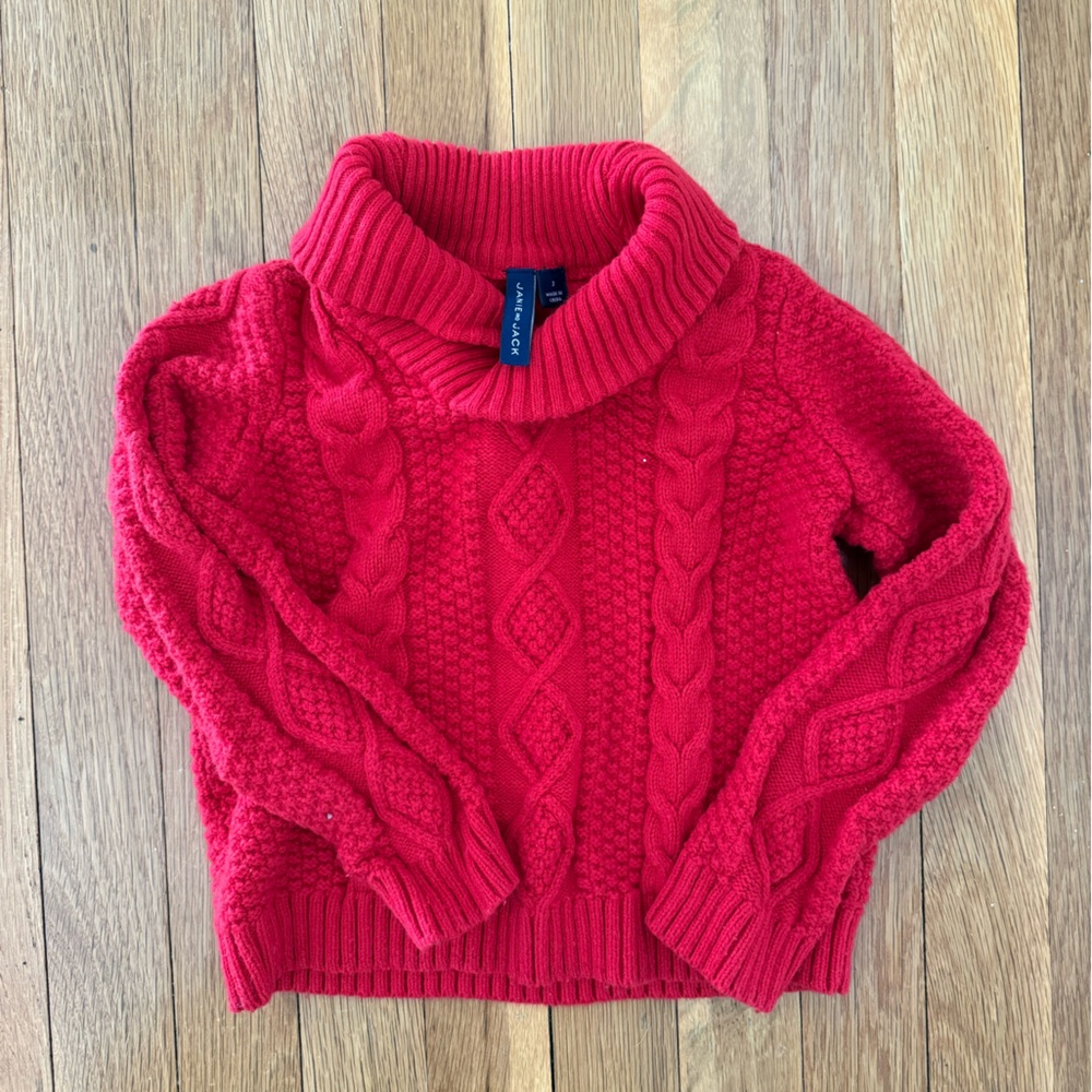 Janie and Jack Red Cable Knit Sweater